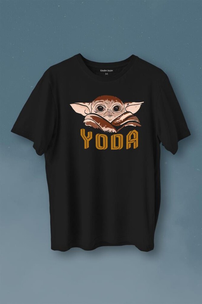 Baby On Board Yoda Star Wars Kahverengi Bebek Mandalorian Baskılı Tişört Unisex T-Shirt - 1