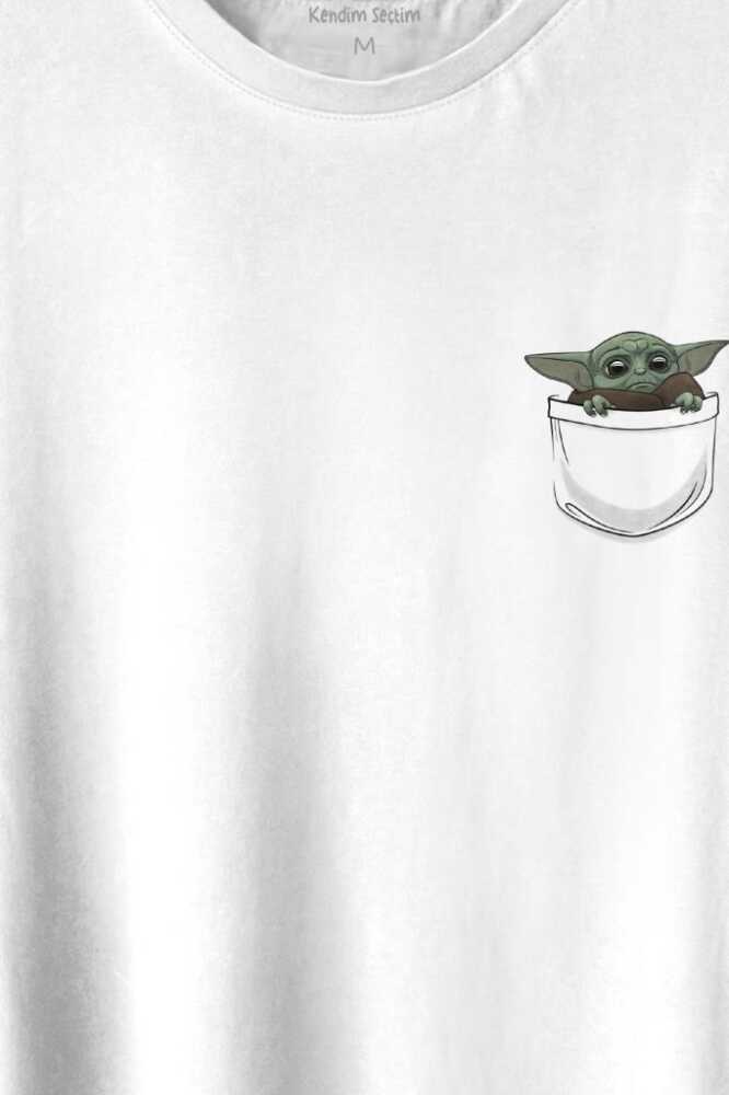 Baby on Board Yoda Star Wars Yeşil Bebek Mandalorian 3 Cep Baskılı Tişört Unisex T-shirt - 2
