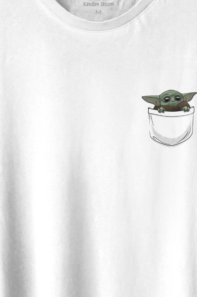 Baby on Board Yoda Star Wars Yeşil Bebek Mandalorian 3 Cep Baskılı Tişört Unisex T-shirt (1)