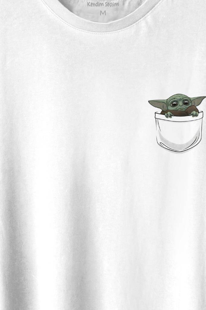 Baby on Board Yoda Star Wars Yeşil Bebek Mandalorian 3 Cep Baskılı Tişört Unisex T-shirt (1)