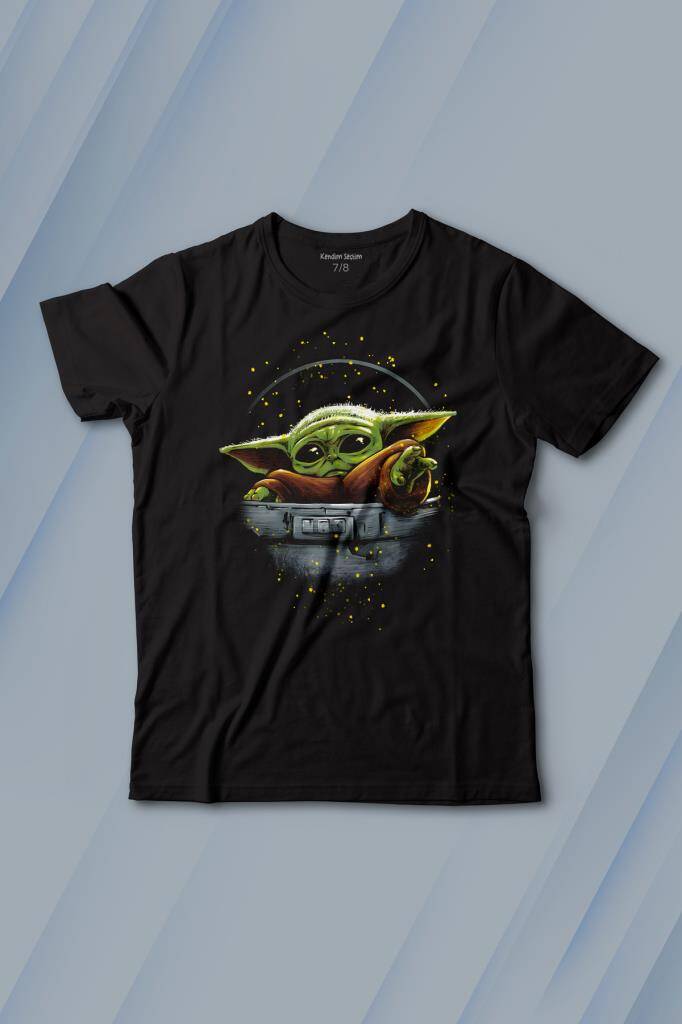 Baby on Board Yoda Star Wars Yeşil Bebek Mandalorian Baskılı Tişört Çocuk T-shirt - 1