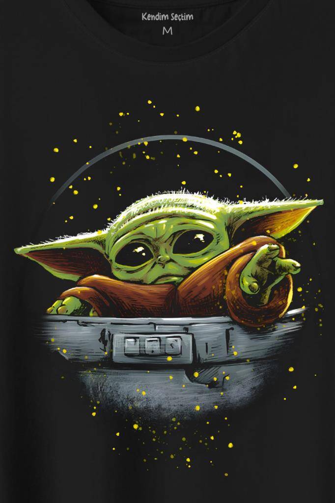 Baby On Board Yoda Star Wars Yeşil Bebek Mandalorian Baskılı Tişört Unisex T-Shirt (1)