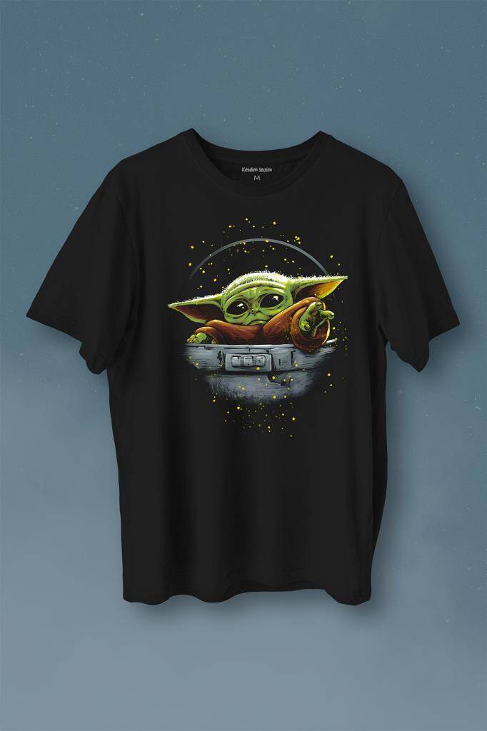 Baby On Board Yoda Star Wars Yeşil Bebek Mandalorian Baskılı Tişört Unisex T-Shirt - 1