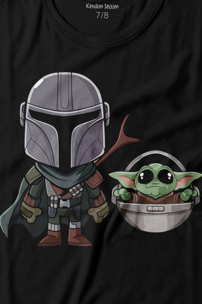 Baby Yoda Mando Figür The Mandalorian Bebek Yoda Star Wars Baskılı Tişört Çocuk T-shirt - 2