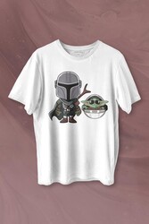 Baby Yoda Mando Figür The Mandalorian Bebek Yoda Star Wars Baskılı Tişört Unisex T-shirt - 1