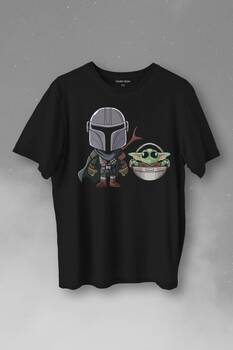 Baby Yoda Mando Figür The Mandalorian Bebek Yoda Star Wars Baskılı Tişört Unisex T-Shirt