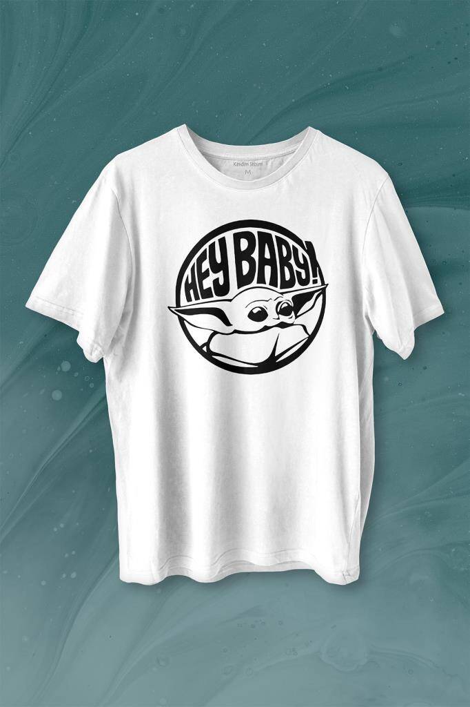 Baby Yoda Star Wars Mandalorian Jedi Baskılı Tişört Unisex T-shirt - 1