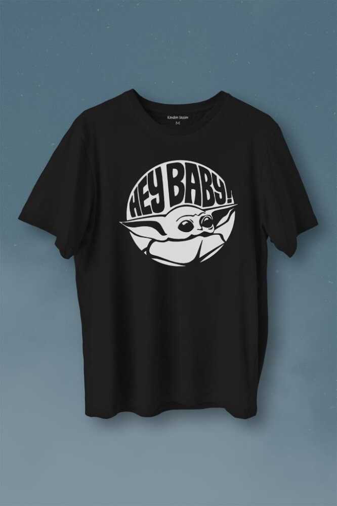 Baby Yoda Star Wars Mandalorian Jedi Baskılı Tişört Unisex T-Shirt - 1