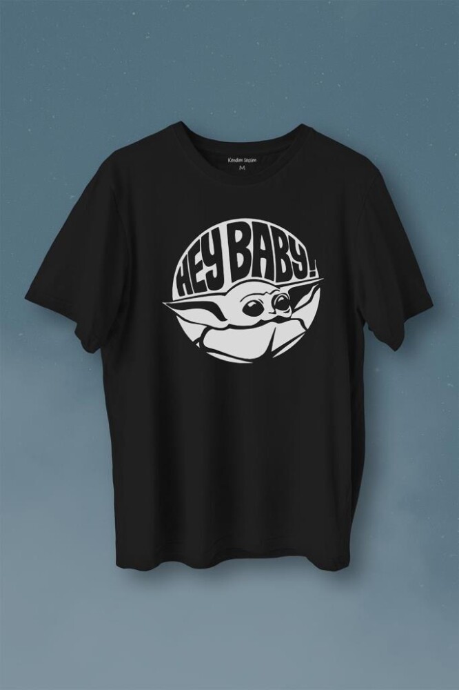 Baby Yoda Star Wars Mandalorian Jedi Baskılı Tişört Unisex T-Shirt - 1