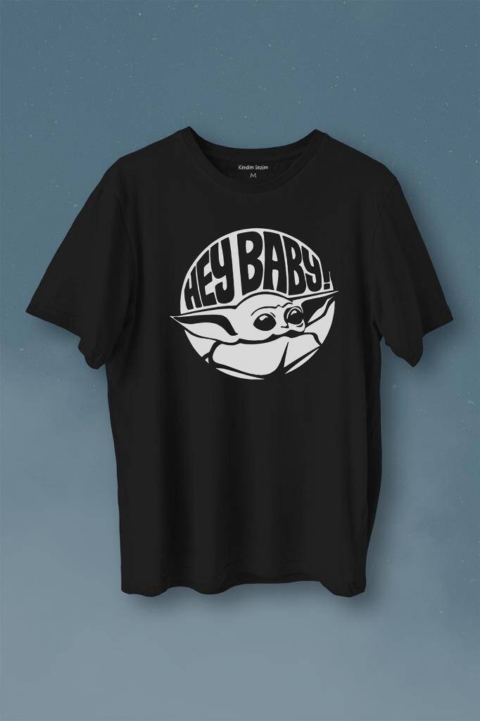 Baby Yoda Star Wars Mandalorian Jedi Baskılı Tişört Unisex T-Shirt - 1