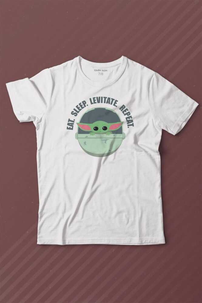 Baby Yoda The Mandalorian Star Wars Bebek Yoda Baskılı Tişört Çocuk T-shirt - 1