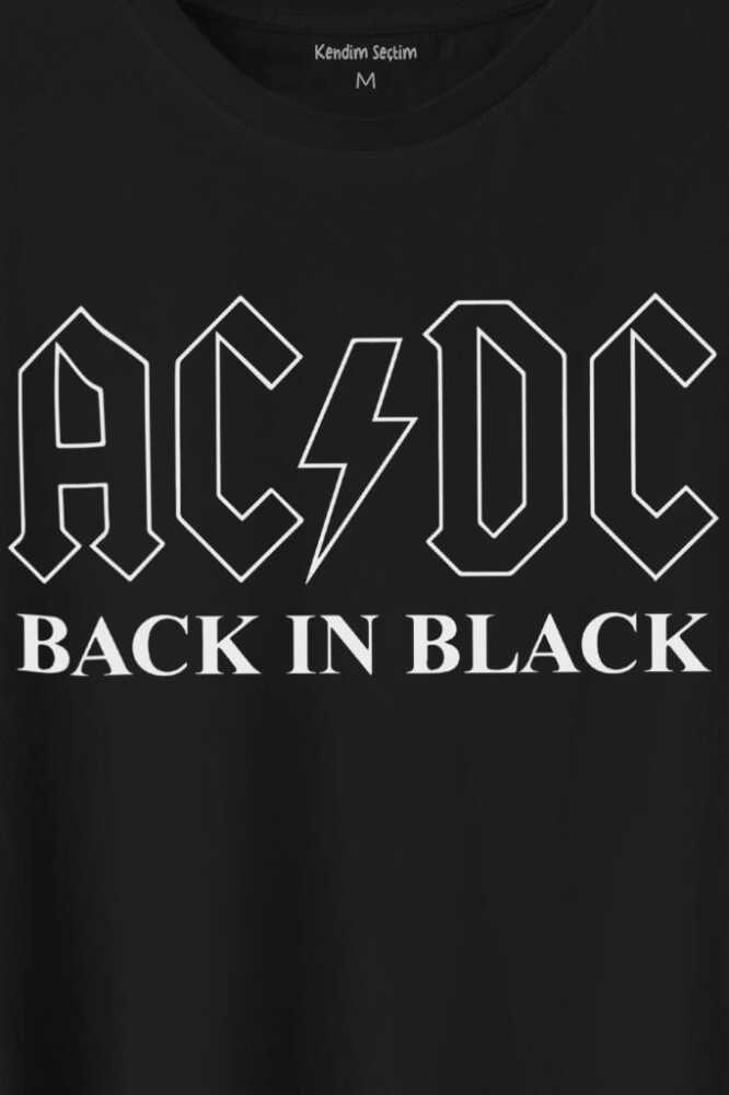 Back In Black Ac Dc Alternatif Doğru Akım Tesla Baskılı Tişört Unisex T-Shirt (1)