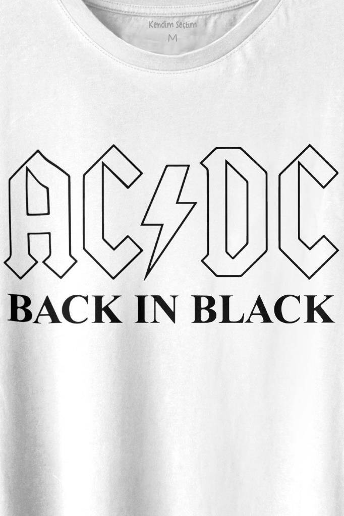 Back In Black Ac Dc Alternatif Doğru Akım Tesla Baskılı Tişört Unisex T-shirt (1)