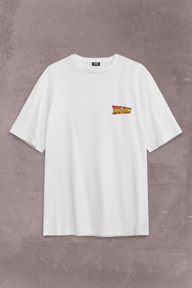 Back To The Future Geleceğe Dönüş Sırt Ön Baskılı Oversize Tişört Unisex T-Shirt - 1