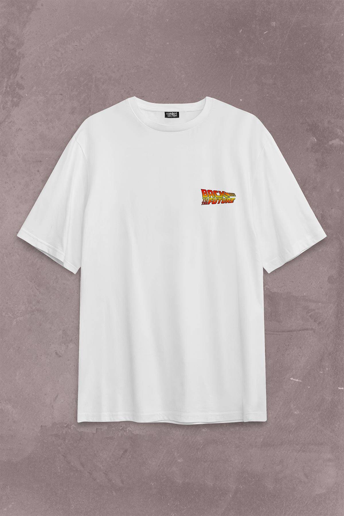 Back To The Future Geleceğe Dönüş Sırt Ön Baskılı Oversize Tişört Unisex T-Shirt - 1