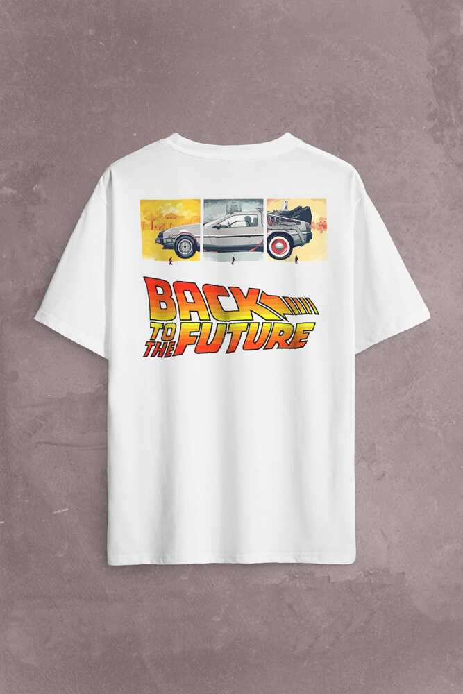 Back To The Future Geleceğe Dönüş Sırt Ön Baskılı Oversize Tişört Unisex T-Shirt (1)