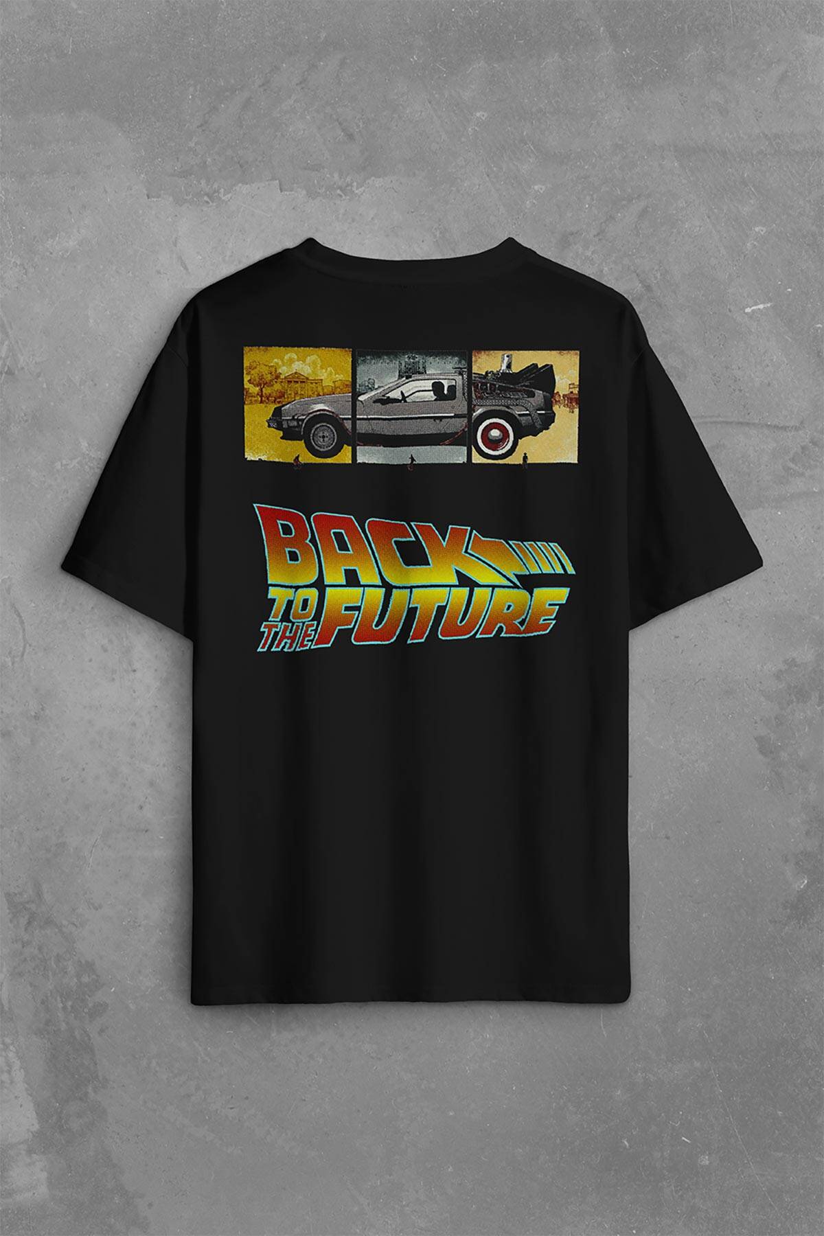 Back To The Future Geleceğe Dönüş Sırt Ön Baskılı Oversize Tişört Unisex T-Shirt (1)