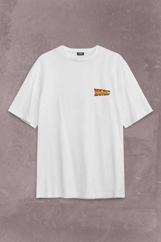 Back To The Future Geleceğe Dönüş Sırt Ön Baskılı Oversize Tişört Unisex T-Shirt - 1