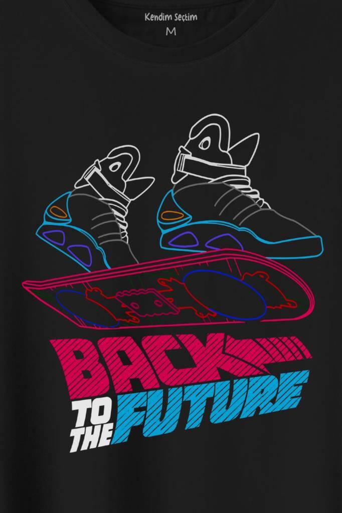 Back To The Future Geleceğe Dönüş Uçan Kaykay Baskılı Tişört Unisex T-Shirt - 2