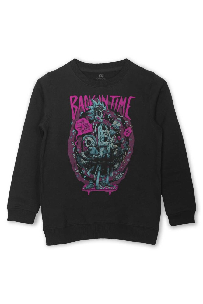 Back To The Future Rick Bilim Dizi Film Baskılı Çocuk Sweatshirt Siyah Sweat - 1