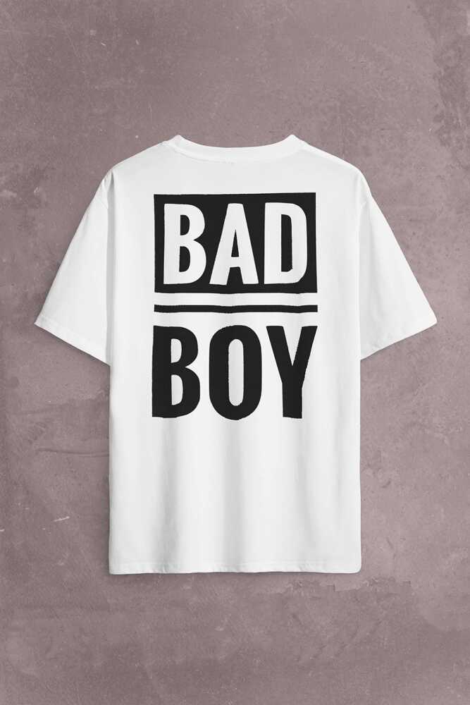 Bad Boy Badboy Playboy Kötü Haylaz Çocuk Sırt Ön Baskılı Oversize Tişört Unisex T-Shirt - 1