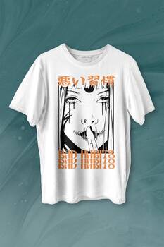 Bad Habbits Japonca Kötü Alışkanlık Baskılı Tişört Unisex T-shirt - 1