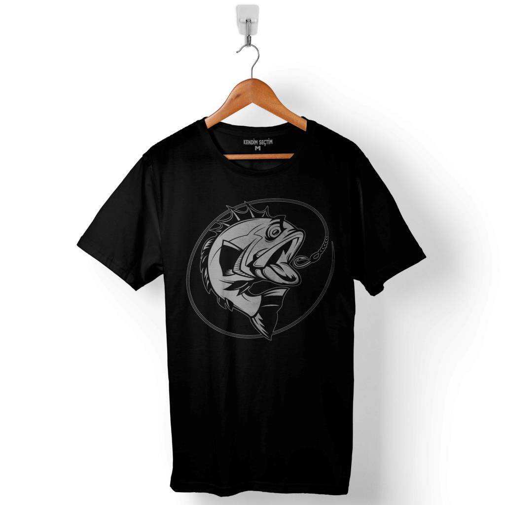 BAlik Avı Olta BAlikçı Fish Yelken Baskılı Tişört Unisex T-Shirt - 1