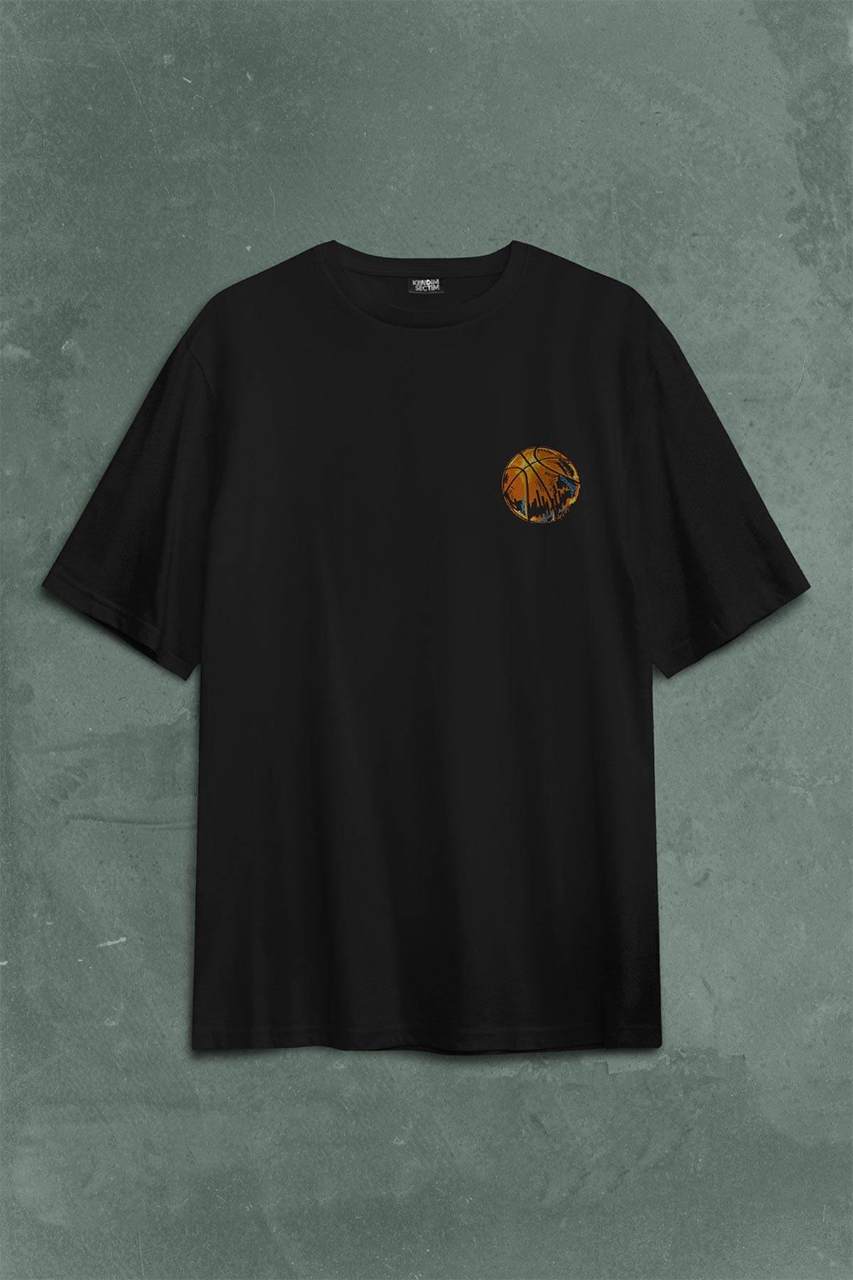 Baller Basketball Basketbol Nba Basketçi Üçlük Sırt Ön Baskılı Oversize Tişört Unisex T-Shirt - 1