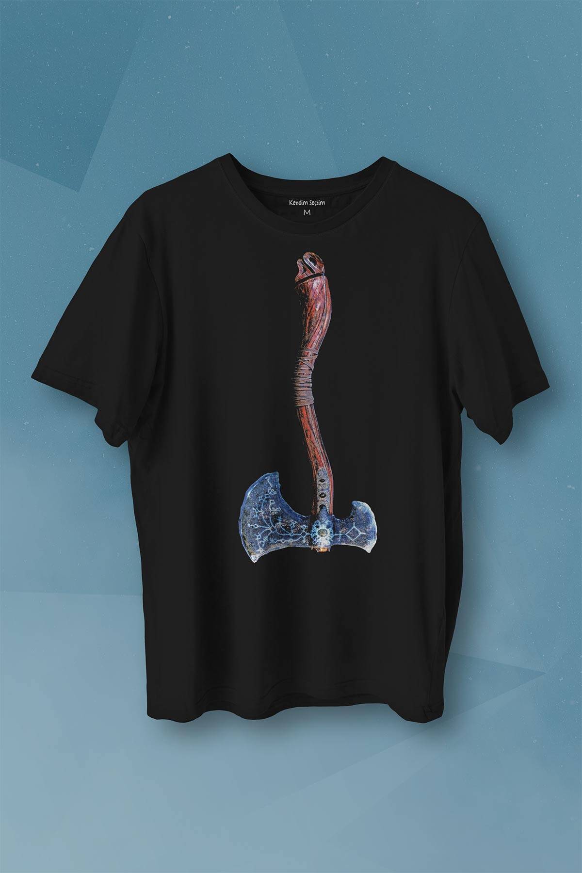 Balta Antik Eski Dönem Savaşçı Baltası Baskılı Tişört Unisex T-shirt - 1