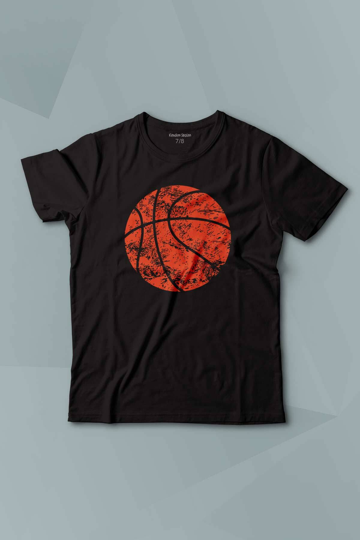 Basketball Vintage Grunge Retro Basket Topu Baskılı Çocuk Tişört Kısa Kollu - 1