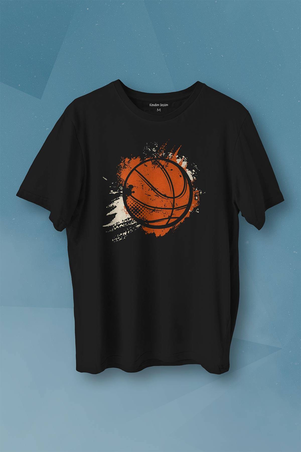 Basketball Vintage Grunge Retro Basket Topu Baskılı Tişört Unisex T-shirt - 1