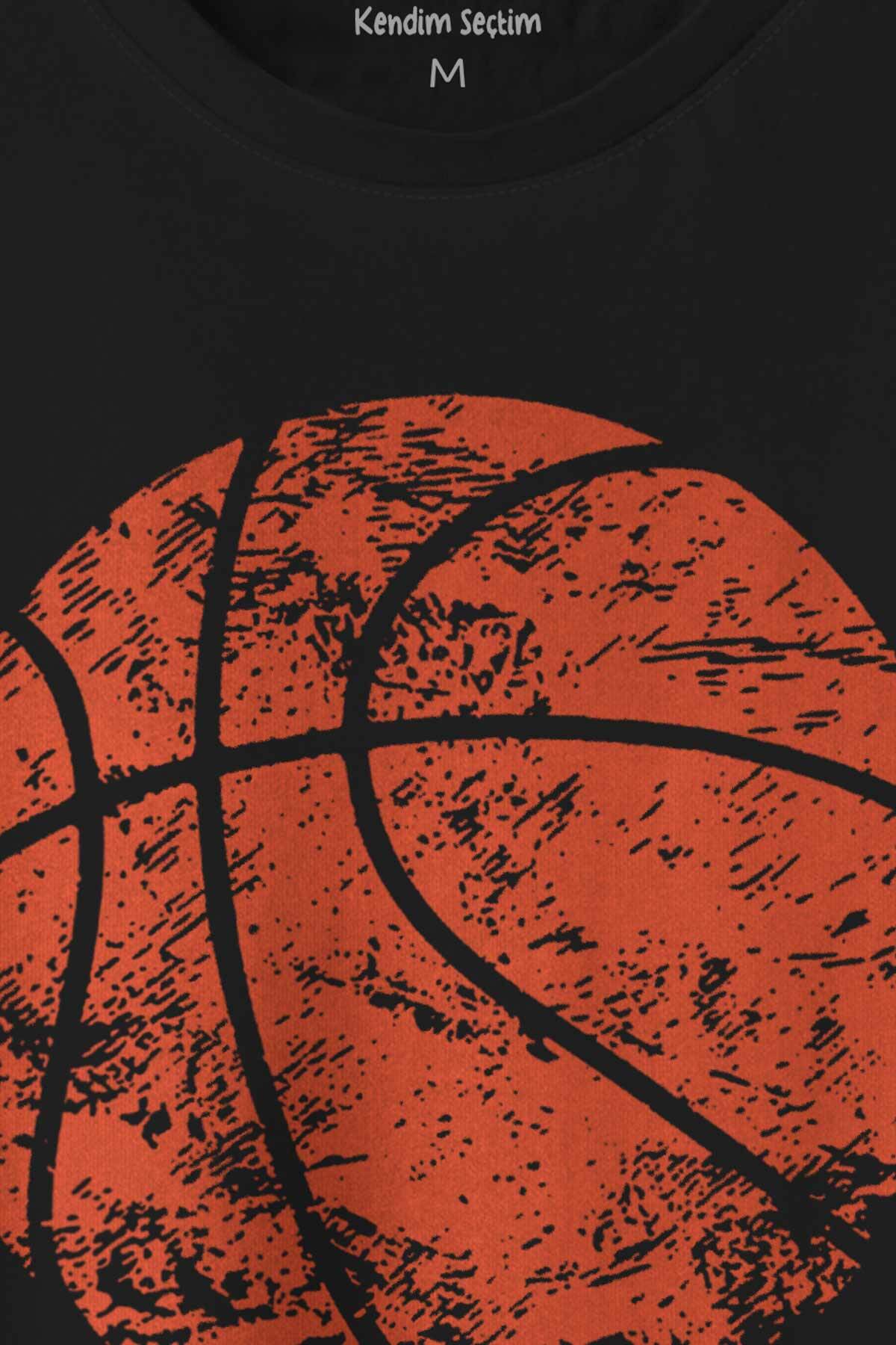 Basketball Vintage Grunge Retro Basket Topu Baskılı Tişört Unisex T-shirt (1)