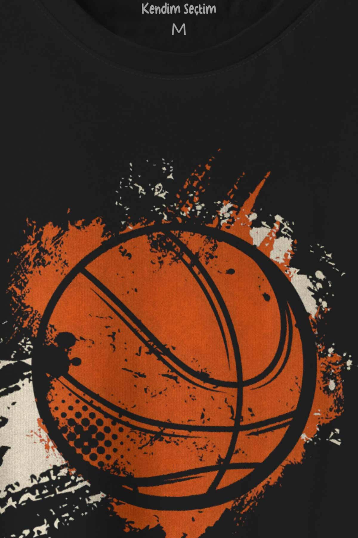 Basketball Vintage Grunge Retro Basket Topu Baskılı Tişört Unisex T-shirt (1)
