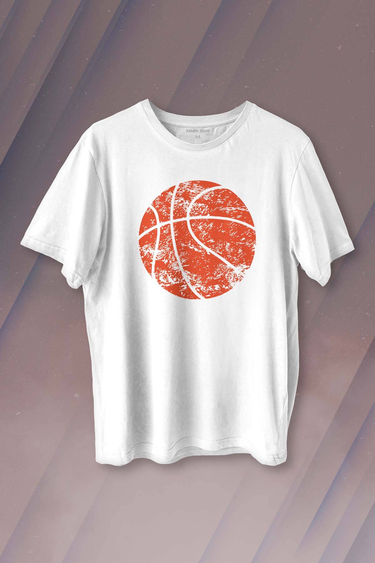 Basketball Vintage Grunge Retro Basket Topu Baskılı Tişört Unisex T-shirt - 1