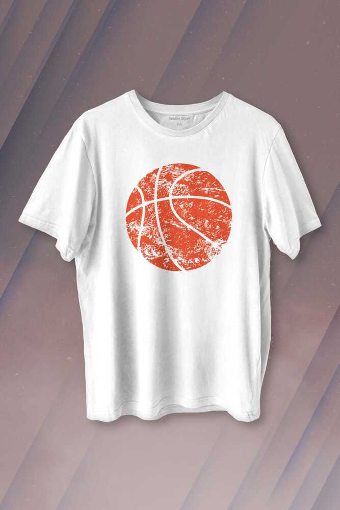Basketball Vintage Grunge Retro Basket Topu Baskılı Tişört Unisex T-shirt