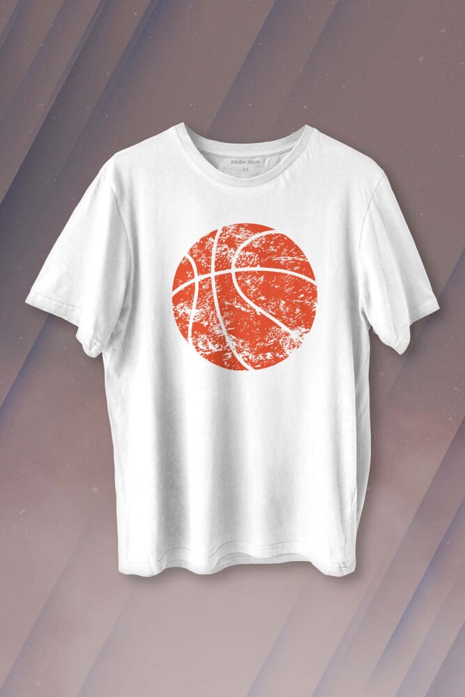 Basketball Vintage Grunge Retro Basket Topu Baskılı Tişört Unisex T-shirt - KENDİM SEÇTİM