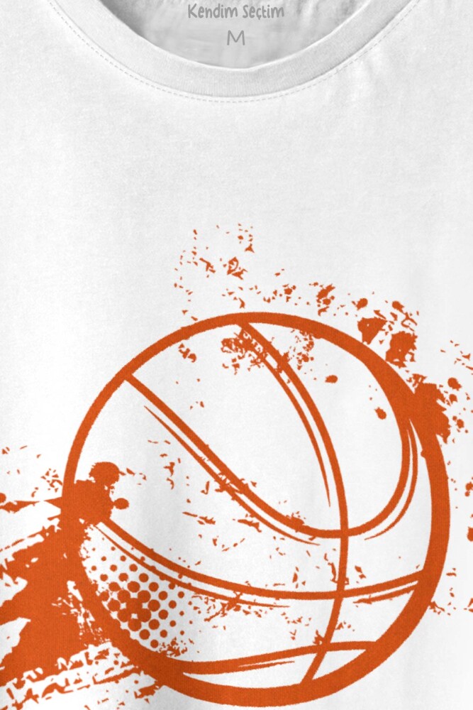 Basketball Vintage Grunge Retro Basket Topu Baskılı Tişört Unisex T-shirt (1)