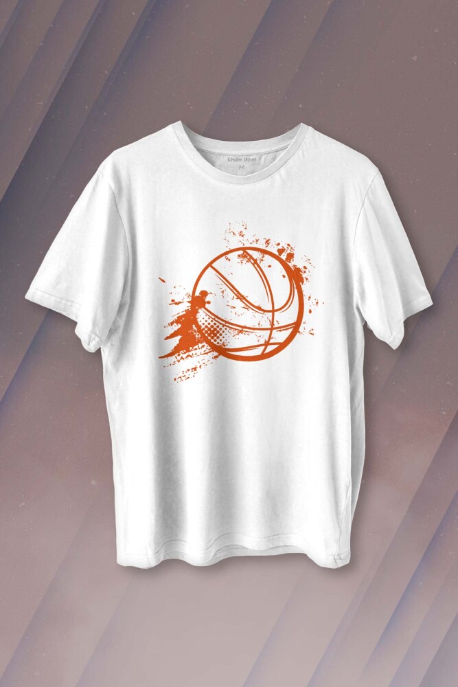 Basketball Vintage Grunge Retro Basket Topu Baskılı Tişört Unisex T-shirt - 1