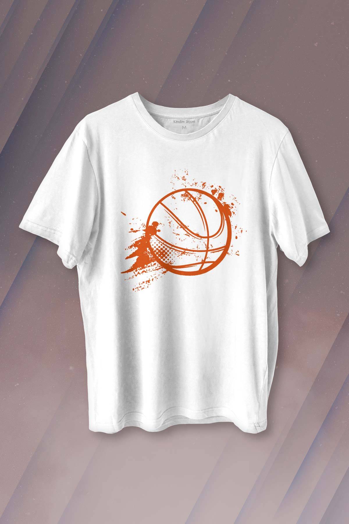 Basketball Vintage Grunge Retro Basket Topu Baskılı Tişört Unisex T-shirt - 1