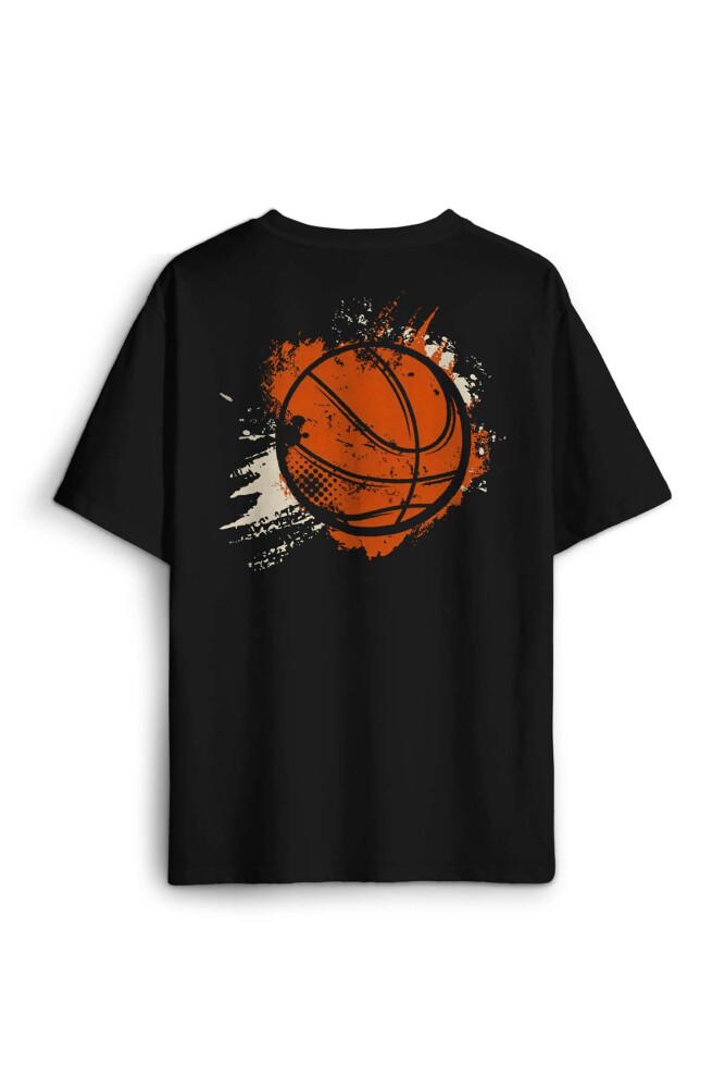 Basketball Vintage Grunge Retro Basket Topu Sırt Ön Baskılı Oversize Tişört Unisex T-Shirt
