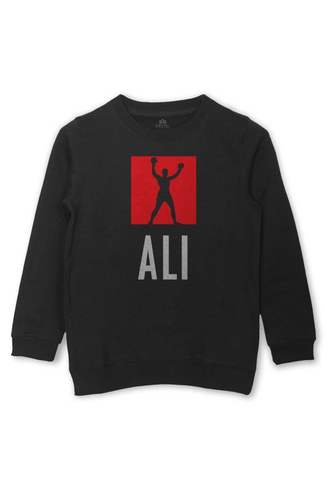 Baskılı Çocuk Sweatshirt Muhammed Ali Box Boks Siyah Çocuk Sweat - So Cool