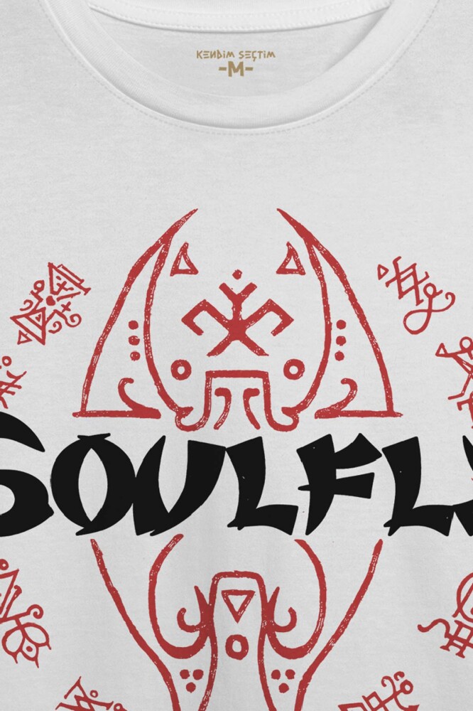 Baskılı Unisex Tişört Renk Soulfly Metal Music Müzik Pamuklu Beyaz T-shirt - 2