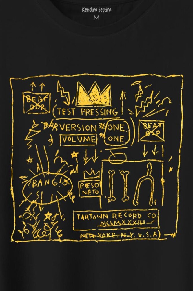 Basquiat Taç Kral King Sanat Pop Art Baskılı Tişört Unisex T-Shirt (1)
