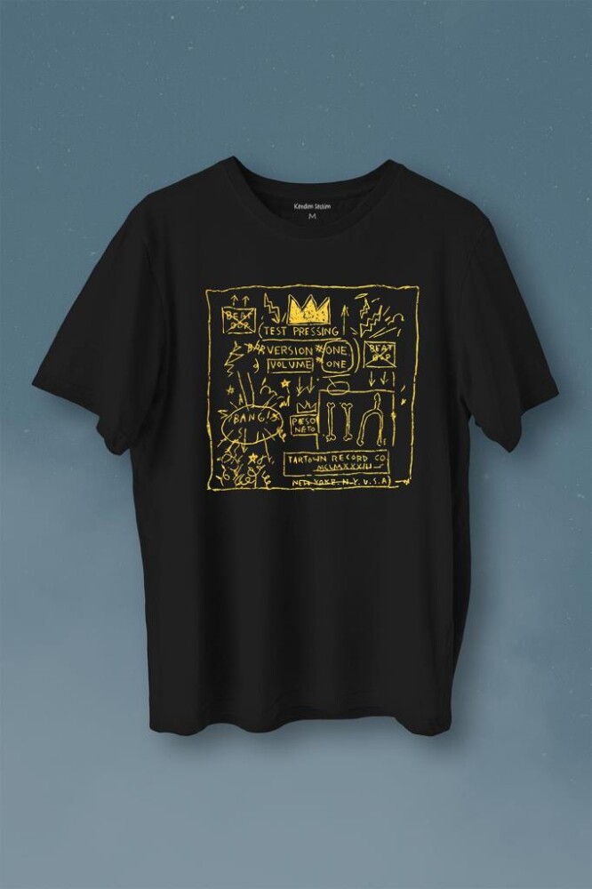 Basquiat Taç Kral King Sanat Pop Art Baskılı Tişört Unisex T-Shirt - 1