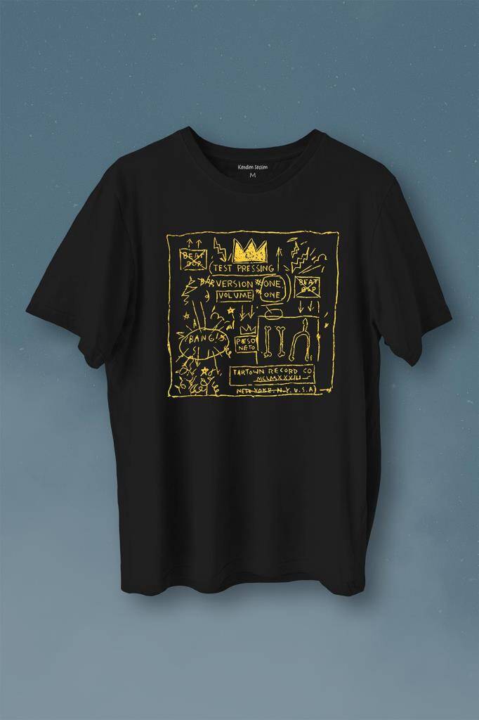 Basquiat Taç Kral King Sanat Pop Art Baskılı Tişört Unisex T-Shirt - 1