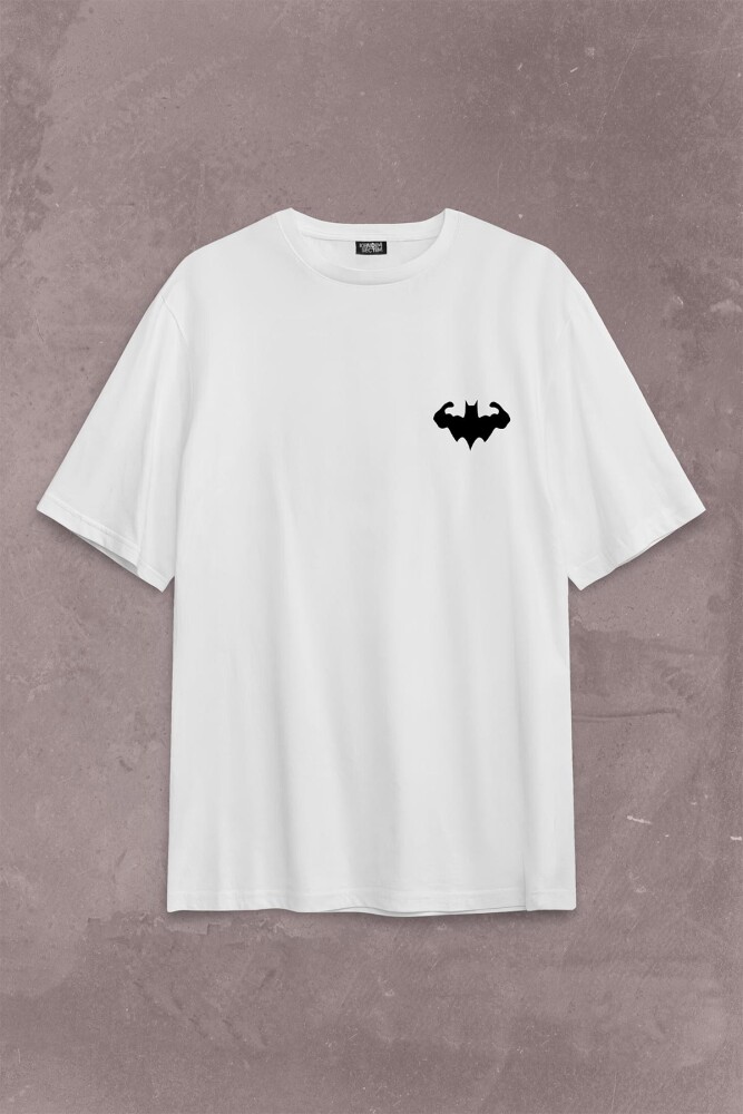 Batman Logo Gym Fitness Bodybuilding Sırt Ön Baskılı Oversize Tişört Unisex T-Shirt
