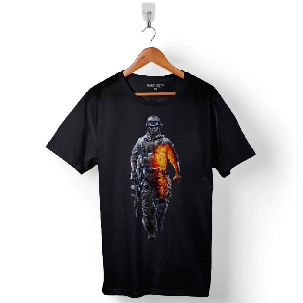 Battlefield 1 2 3 4 Game Poınt Baskılı Tişört Unisex T-Shirt - 1