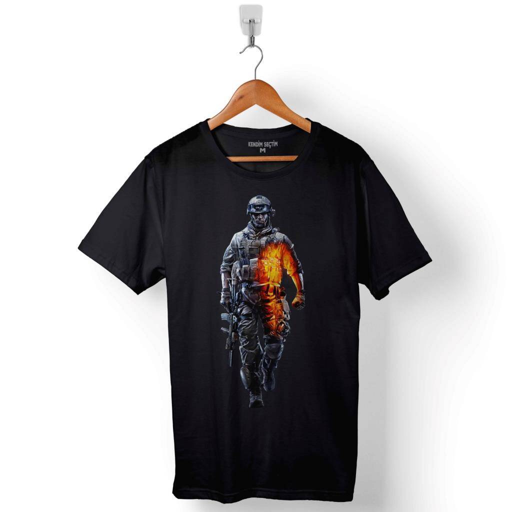 Battlefield 1 2 3 4 Game Poınt Baskılı Tişört Unisex T-Shirt - 1