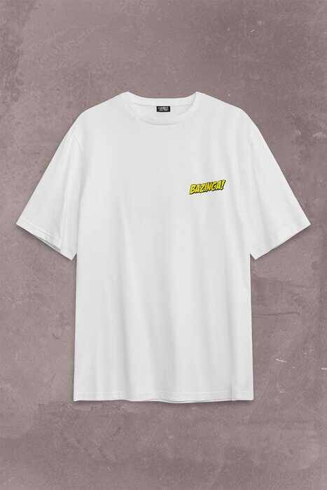 Bazinga Şaka The Big Bang Theory Sheldon Cooper Sırt Ön Baskılı Oversize Tişört Unisex T-Shirt - 1