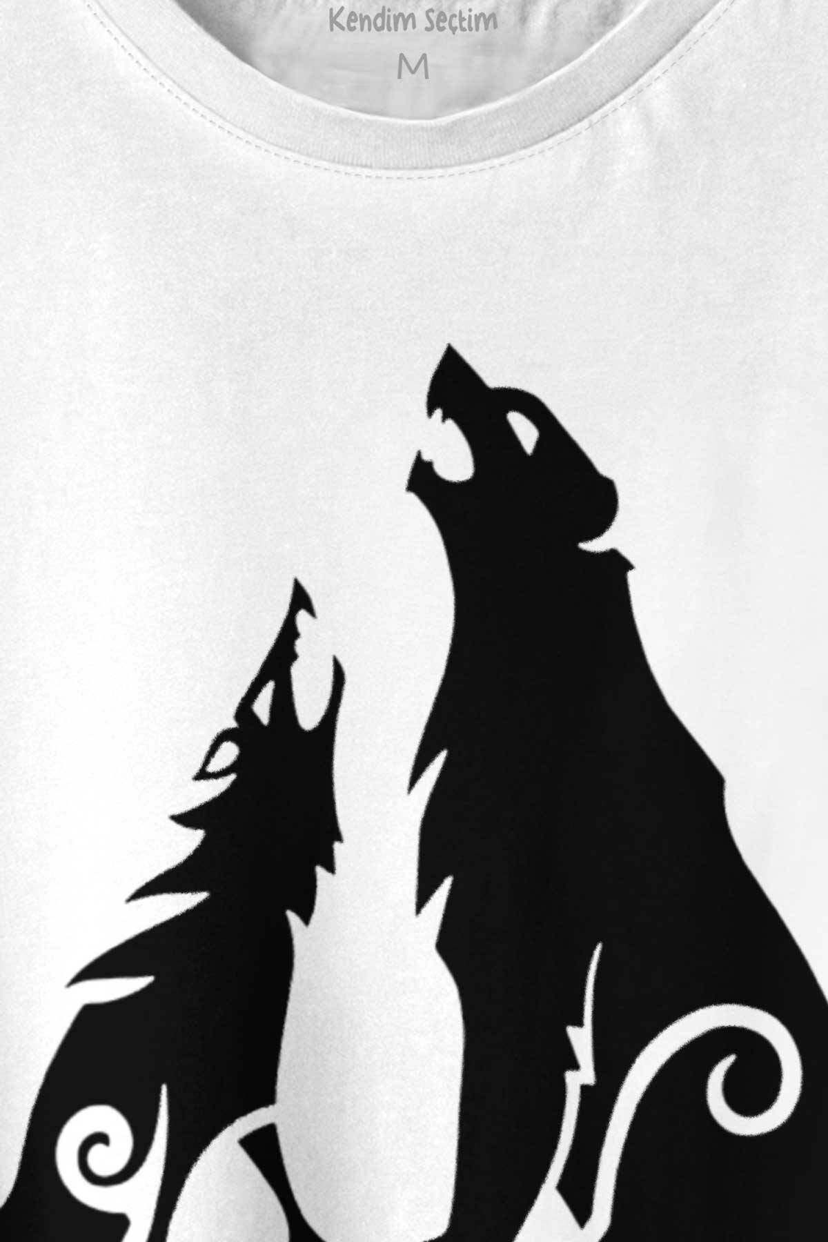Bear and Wolf God of War Ragnarök Kısa Kollu Baskılı Erkek T-shirt Unisex Tişört (1)